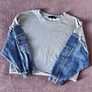 These Three Denim Sleeve Sweatshirt - Size S
